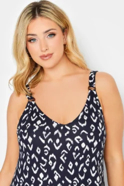 YOURS Curve Navy Blue Animal Print Beach Dress -Outlet Stylo Wise Store b235177e 4105 4d 150329 D scaled
