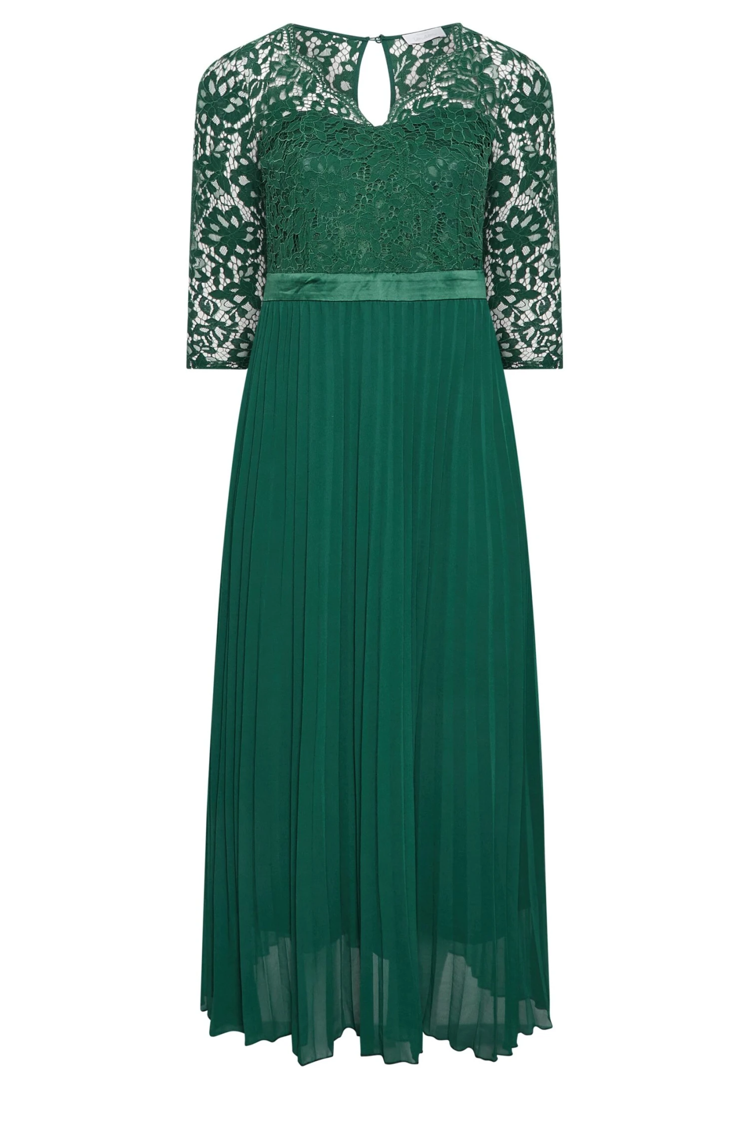 YOURS LONDON Curve Forest Green Lace Pleated Maxi Dress 5 YOURS LONDON Curve Forest Green Lace Pleated Maxi Dress - Image 5