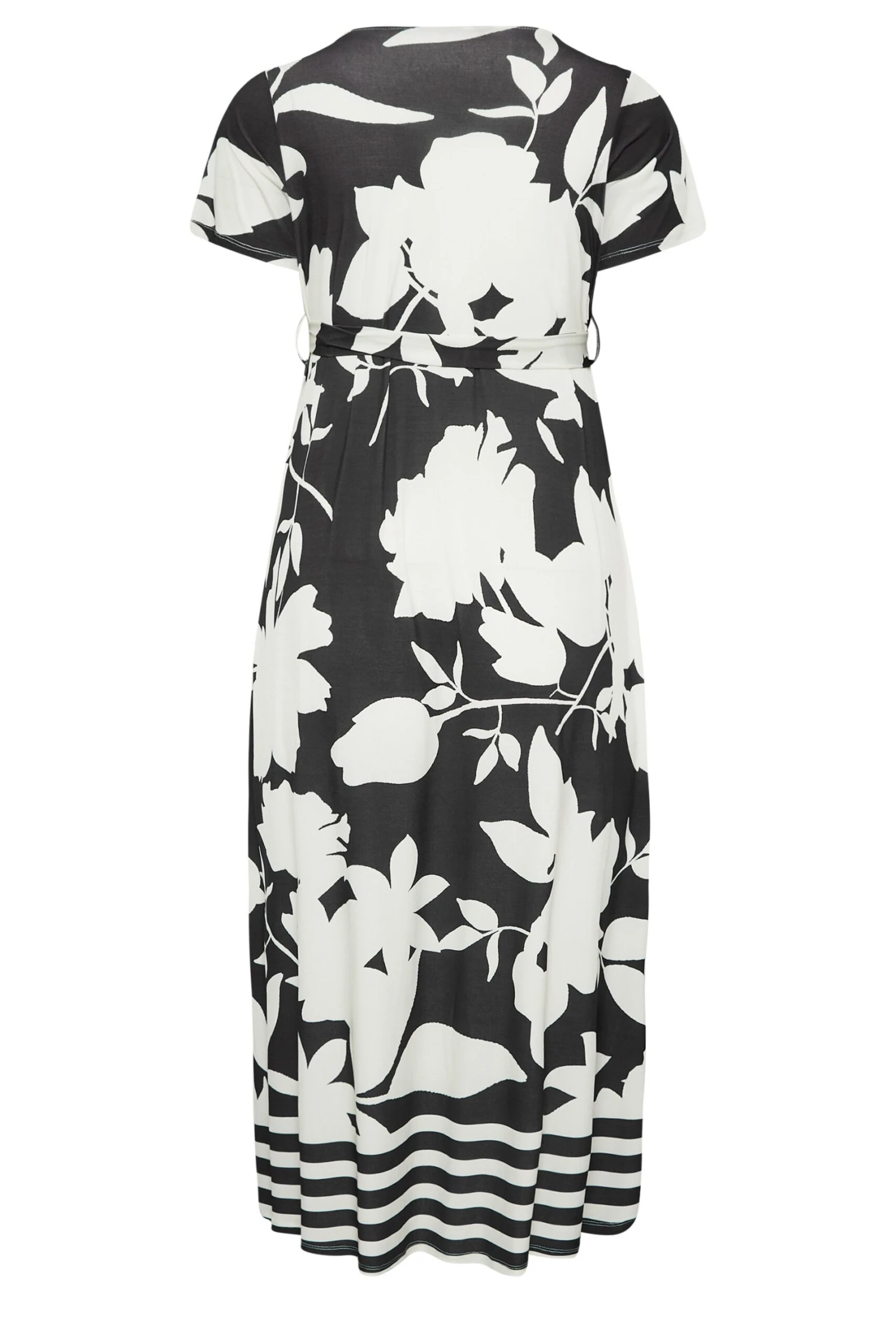 YOURS Curve Black Floral Midaxi Wrap Dress 6 YOURS Curve Black Floral Midaxi Wrap Dress - Image 6