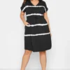 YOURS Curve Black Tie Dye Midi Dress