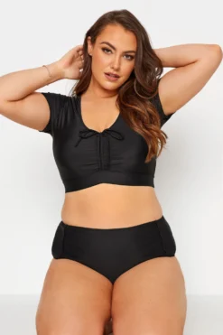 YOURS Curve Black Ruched Bikini Crop Top -Outlet Stylo Wise Store b40da6c8 fd38 4a 150196 D scaled
