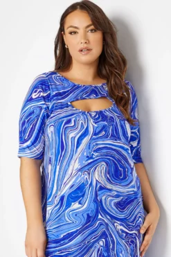 YOURS Curve Blue Marble Print Cut Out T-Shirt Dress 8 YOURS Curve Blue Marble Print Cut Out T-Shirt Dress -Outlet Stylo Wise Store b4cbdaba acee 48 137209 M scaled