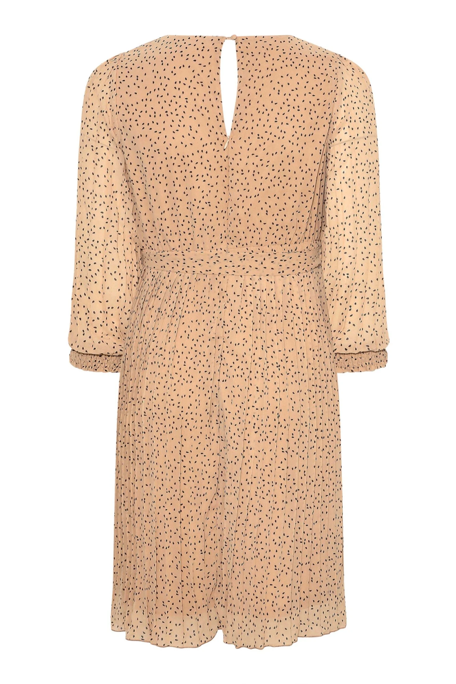 YOURS LONDON Curve Beige Brown Spot Print Pleated Wrap Dress 6 YOURS LONDON Curve Beige Brown Spot Print Pleated Wrap Dress - Image 6