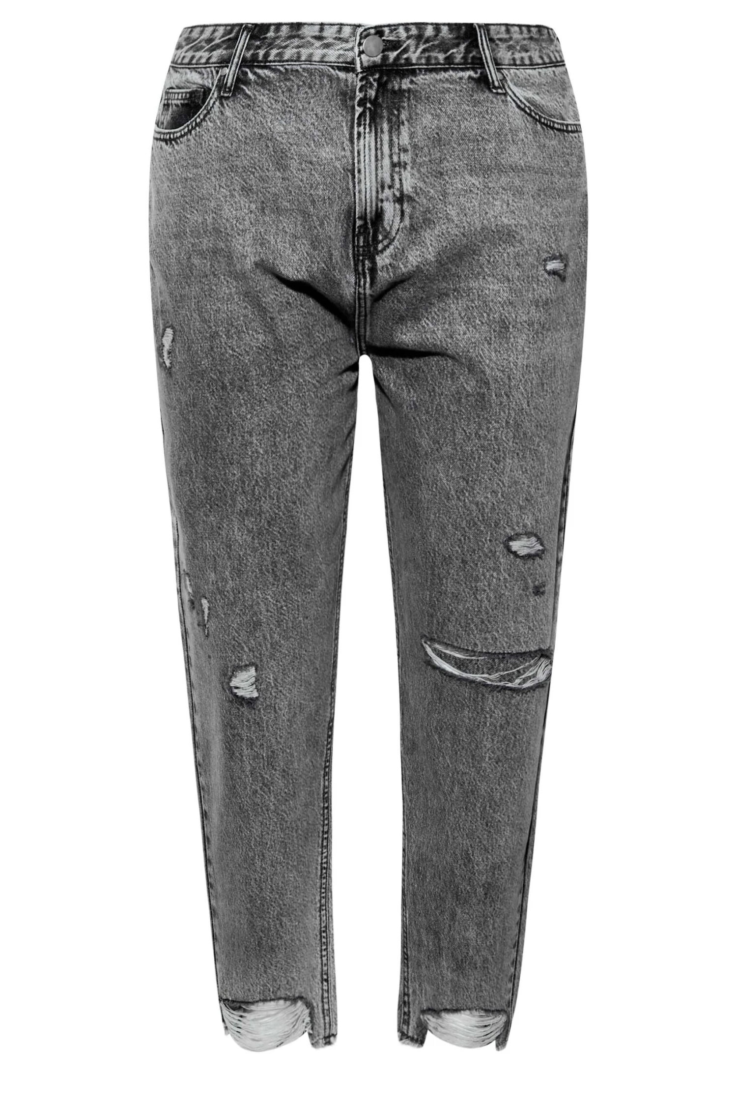 YOURS Curve Grey Ripped MOM Jeans 4 YOURS Curve Grey Ripped MOM Jeans - Image 4