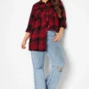 YOURS Curve Red Check Boyfriend Shirt