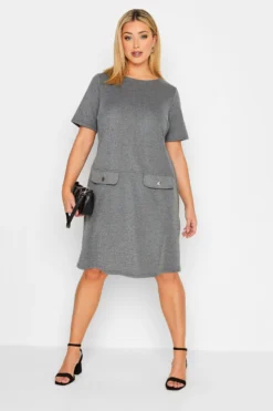 YOURS Curve Grey Knitted Pocket Dress