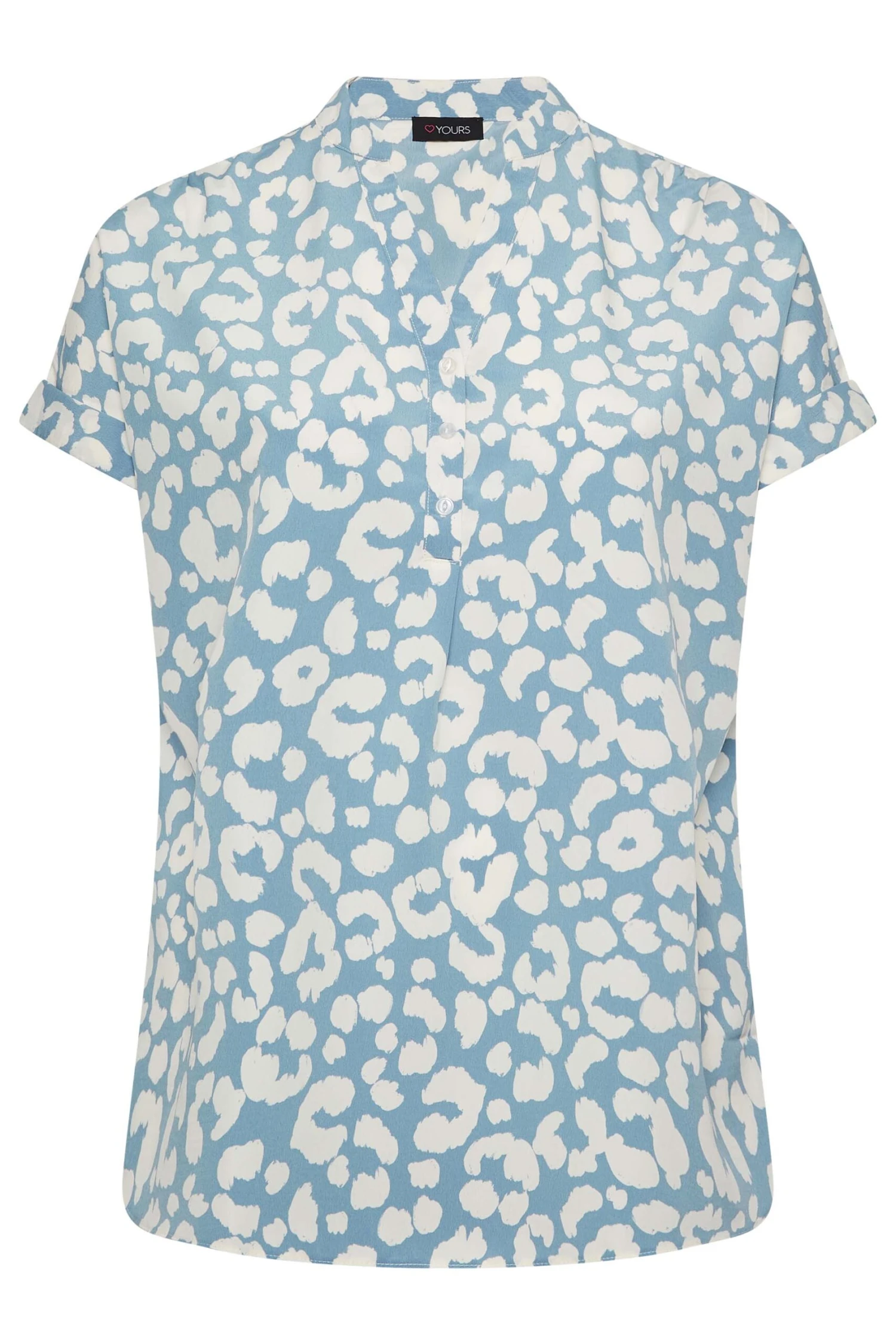 YOURS Curve Blue Animal Print Half Placket Blouse 5 YOURS Curve Blue Animal Print Half Placket Blouse - Image 5