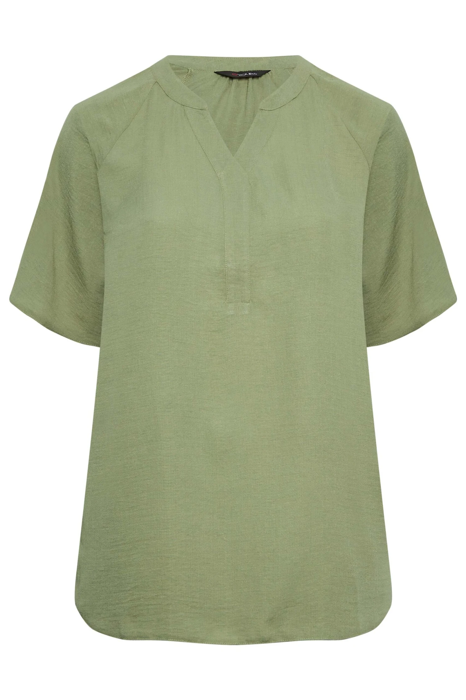 YOURS Curve Khaki Green V-Neck Blouse 5 YOURS Curve Khaki Green V-Neck Blouse - Image 5