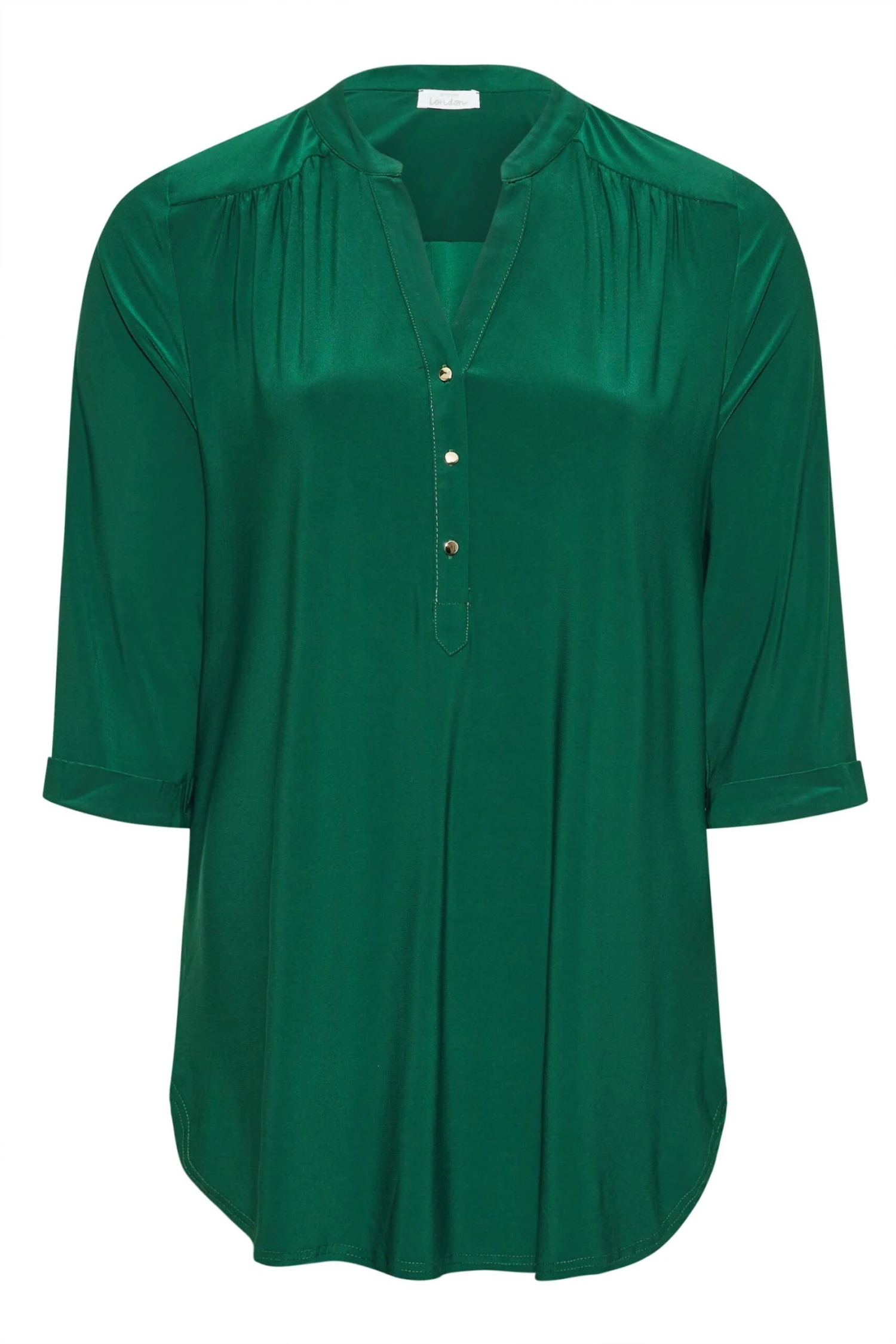 YOURS LONDON Curve Green Half Placket Shirt 5 YOURS LONDON Curve Green Half Placket Shirt - Image 5