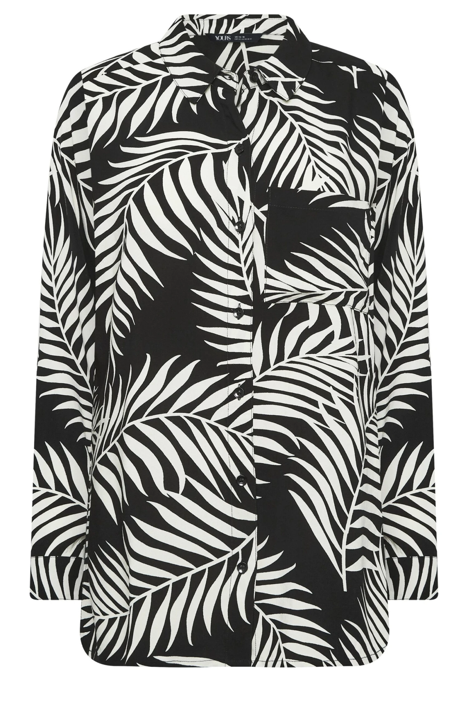 YOURS PETITE Curve Black Palm Print Shirt 5 YOURS PETITE Curve Black Palm Print Shirt - Image 5