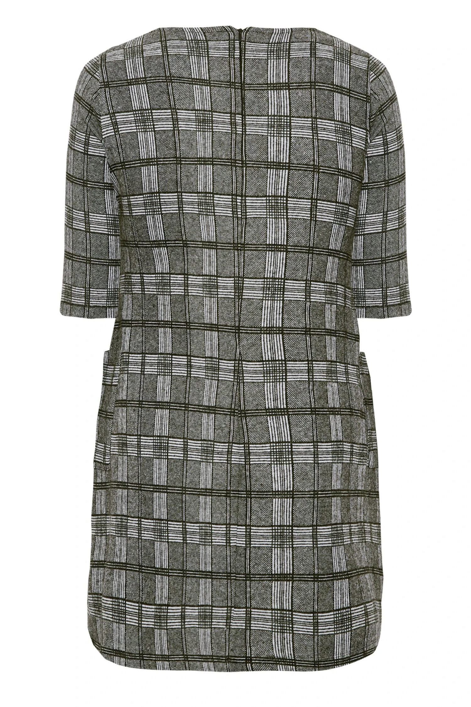 YOURS Curve Grey Check Print Soft Touch Tunic Dress 6 YOURS Curve Grey Check Print Soft Touch Tunic Dress - Image 6