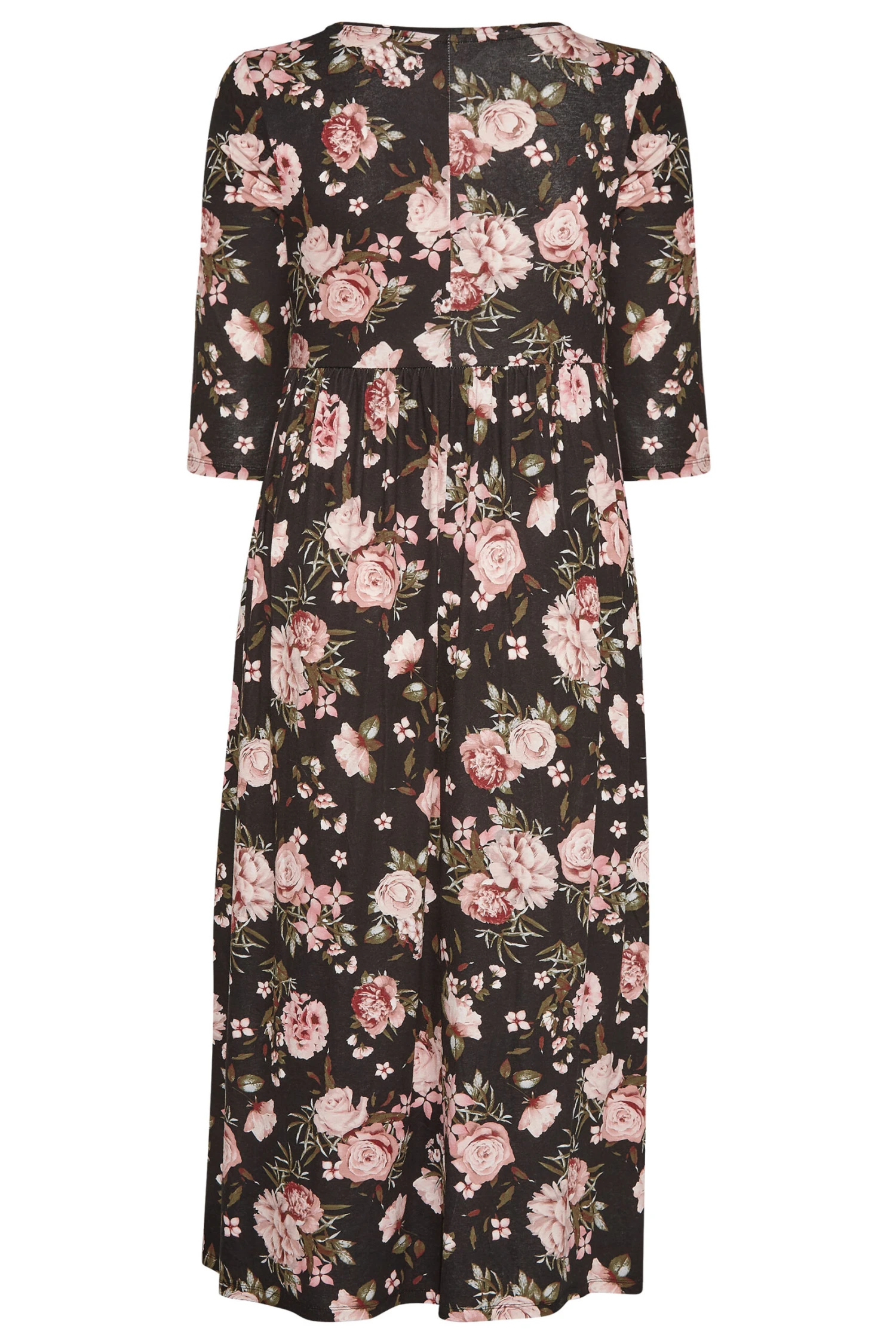 YOURS Curve Black Floral Print Midi Dress 6 YOURS Curve Black Floral Print Midi Dress - Image 6