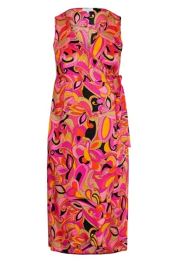 YOURS LONDON Curve Hot Pink Abstract Print Satin Wrap Dress -Outlet Stylo Wise Store b915a502 a845 4f 161575 X scaled