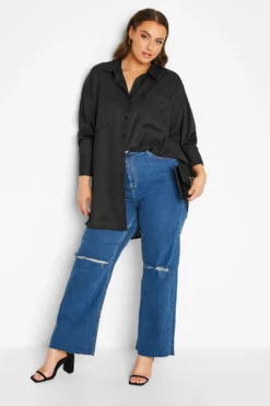 YOURS Curve Black Oversized Boyfriend Shirt
