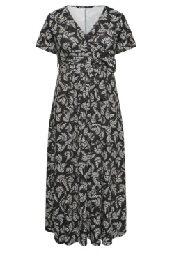 YOURS Curve Black Leaf Print Maxi Wrap Dress 10 YOURS Curve Black Leaf Print Maxi Wrap Dress -Outlet Stylo Wise Store ba601b84 0564 47 302073 X scaled