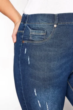 YOURS FOR GOOD Curve Indigo Blue Distressed JENNY Stretch Cropped Jeggings -Outlet Stylo Wise Store ba61a7f0 863c 40 144319 D scaled