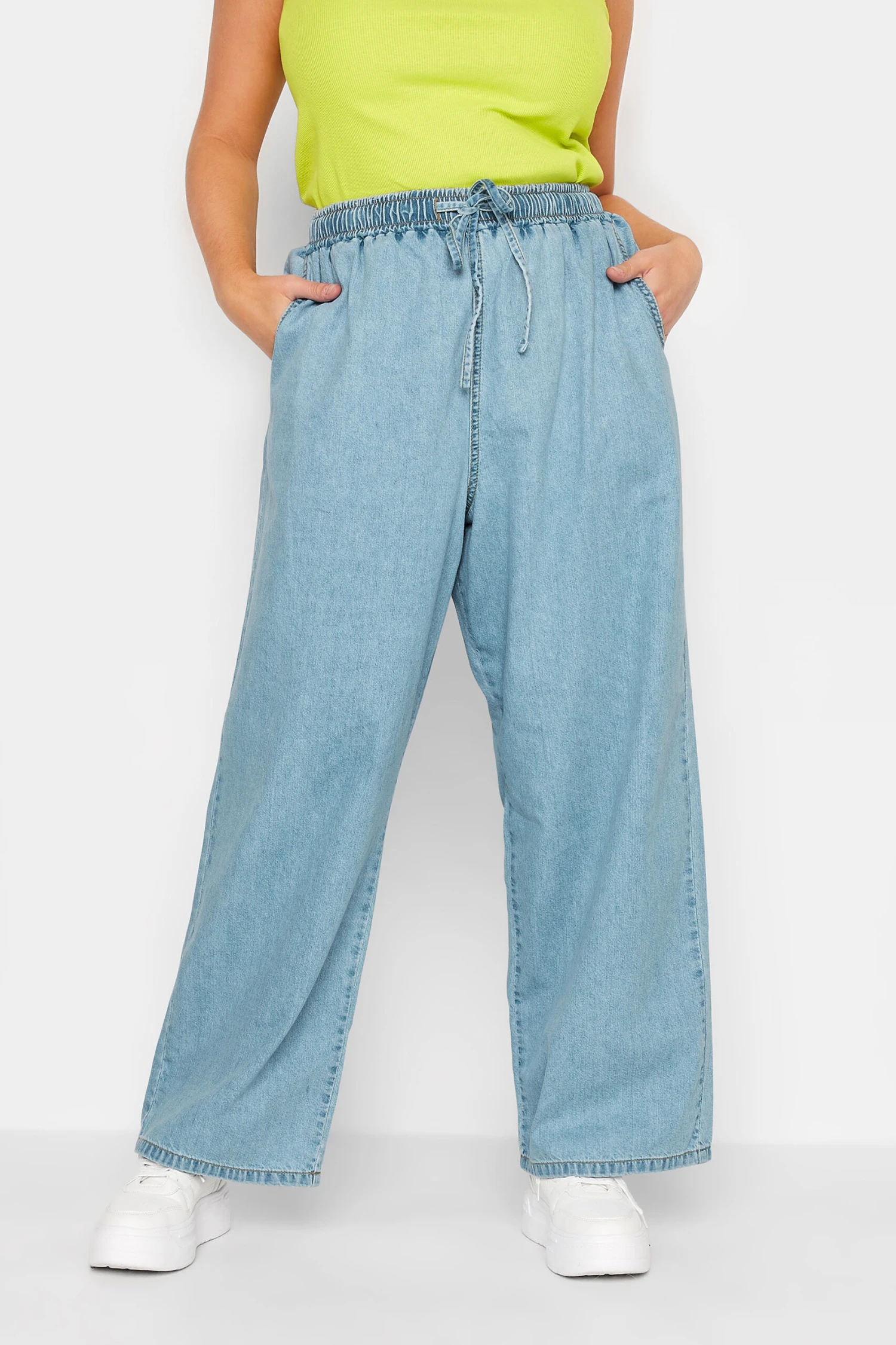 YOURS Curve Light Blue Pull On Wide Leg Jeans 6 YOURS Curve Light Blue Pull On Wide Leg Jeans - Image 6