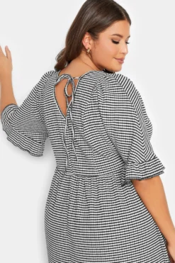 YOURS Curve Black Gingham Textured Smock Midi Dress -Outlet Stylo Wise Store bbacf179 cc23 45 137516 D scaled