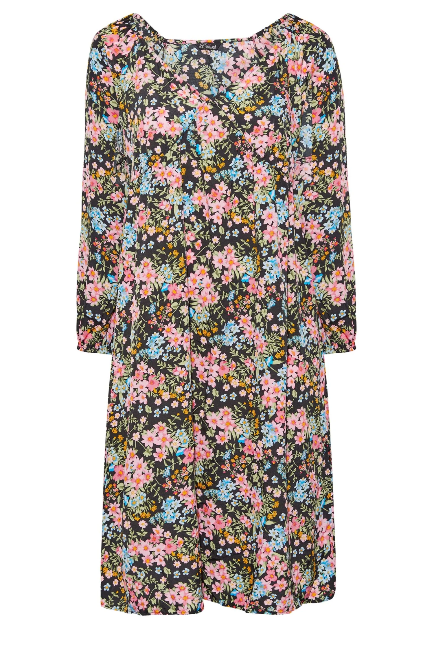 LIMITED COLLECTION Curve Black Floral Balloon Sleeve Midi Dress 5 LIMITED COLLECTION Curve Black Floral Balloon Sleeve Midi Dress - Image 5