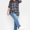 YOURS Curve Navy Blue Check Boyfriend Shirt