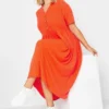 LIMITED COLLECTION Curve Orange Ribbed Peplum Midi Dress