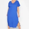 LIMITED COLLECTION Curve Blue Side Split Midaxi T-Shirt Dress