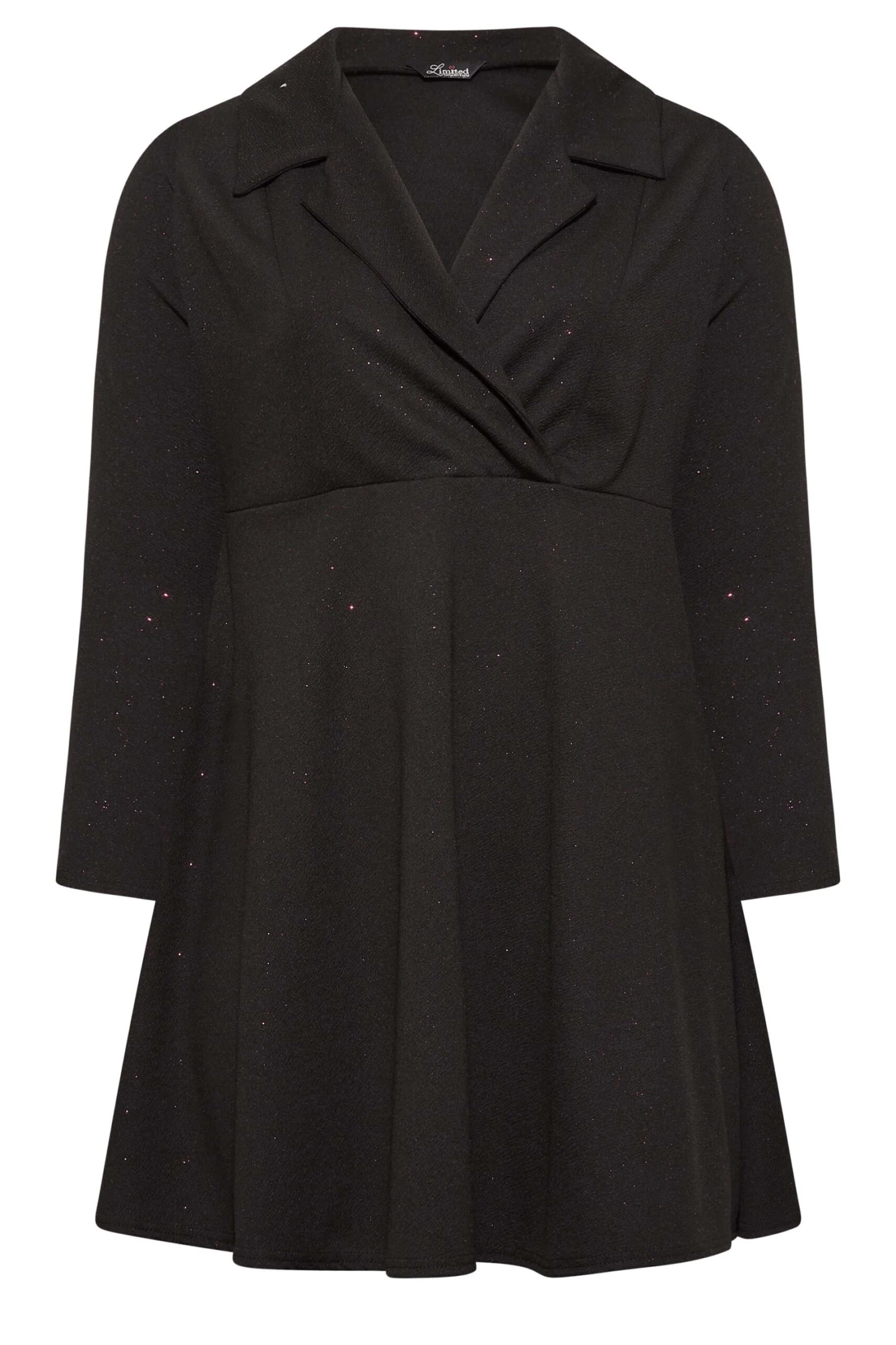 YOURS Curve Black Glitter Blazer Dress 5 YOURS Curve Black Glitter Blazer Dress - Image 5