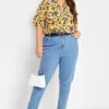 YOURS Curve Yellow Floral Print V-Neck Blouse