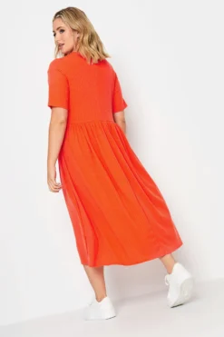 LIMITED COLLECTION Curve Orange Ribbed Peplum Midi Dress -Outlet Stylo Wise Store c01e050a 55b2 4e 215704 C scaled