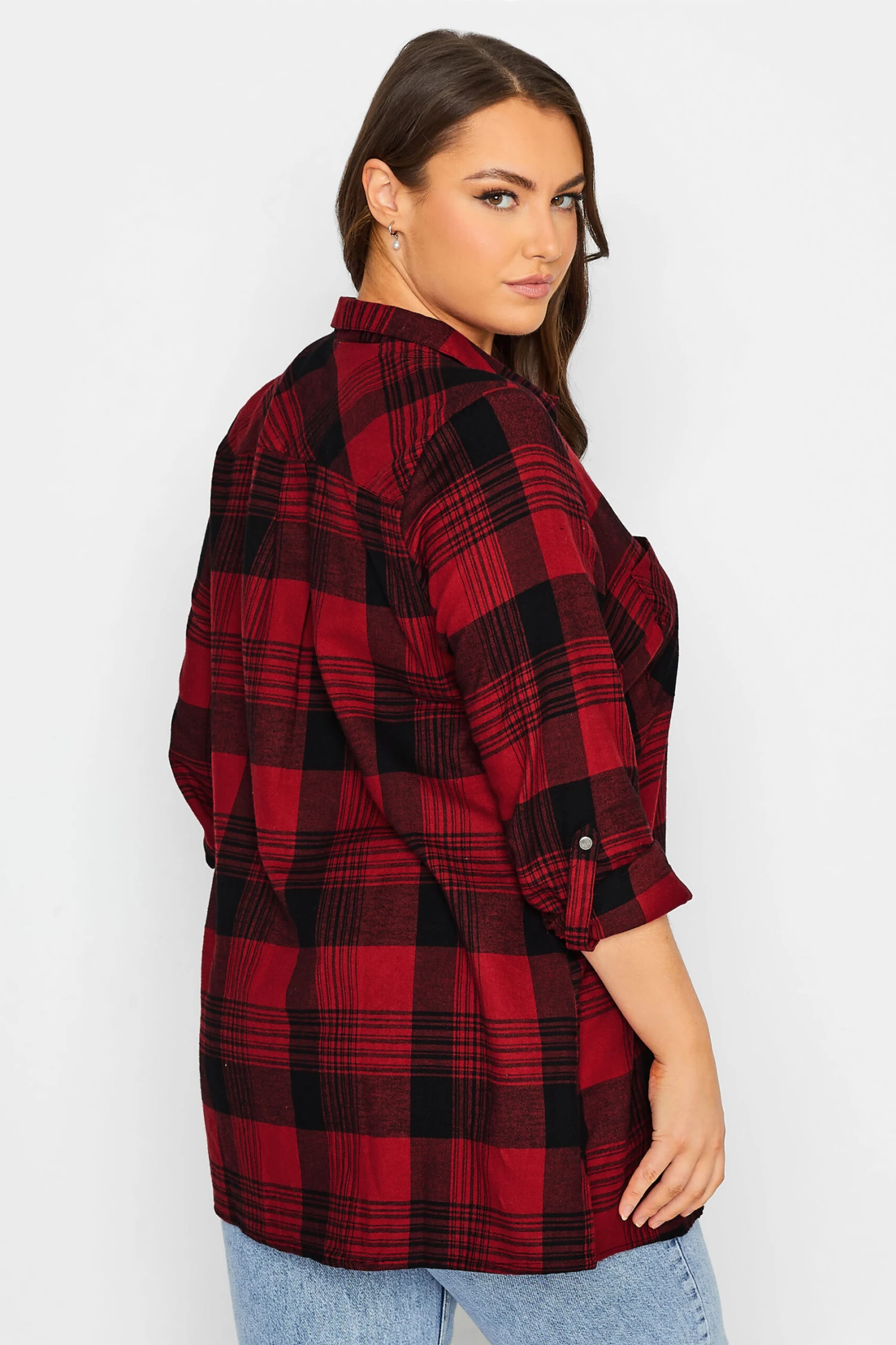 YOURS Curve Red Check Boyfriend Shirt 2 YOURS Curve Red Check Boyfriend Shirt - Image 2