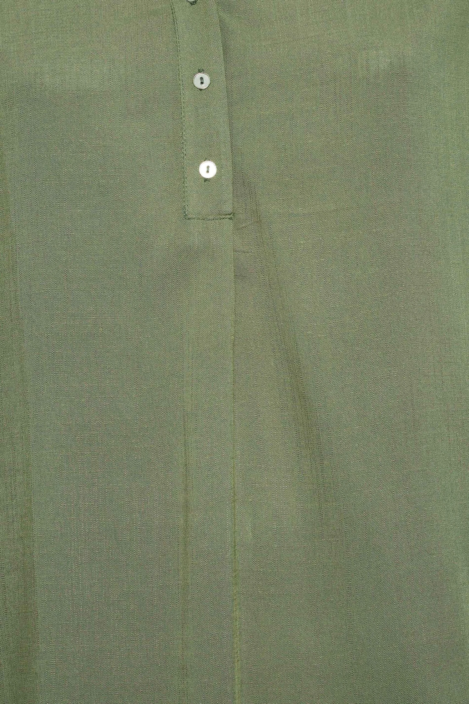 YOURS Curve Khaki Green Half Placket Blouse 4 YOURS Curve Khaki Green Half Placket Blouse - Image 4