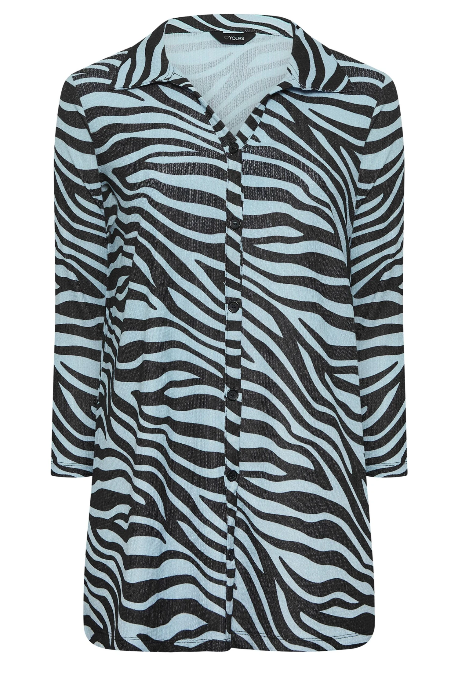 YOURS Curve Blue & Black Zebra Print Shirt 5 YOURS Curve Blue & Black Zebra Print Shirt - Image 5