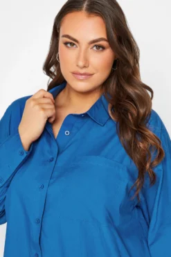 YOURS Curve Blue Oversized Poplin Shirt -Outlet Stylo Wise Store c4bf27a3 edbb 48 131717 D scaled