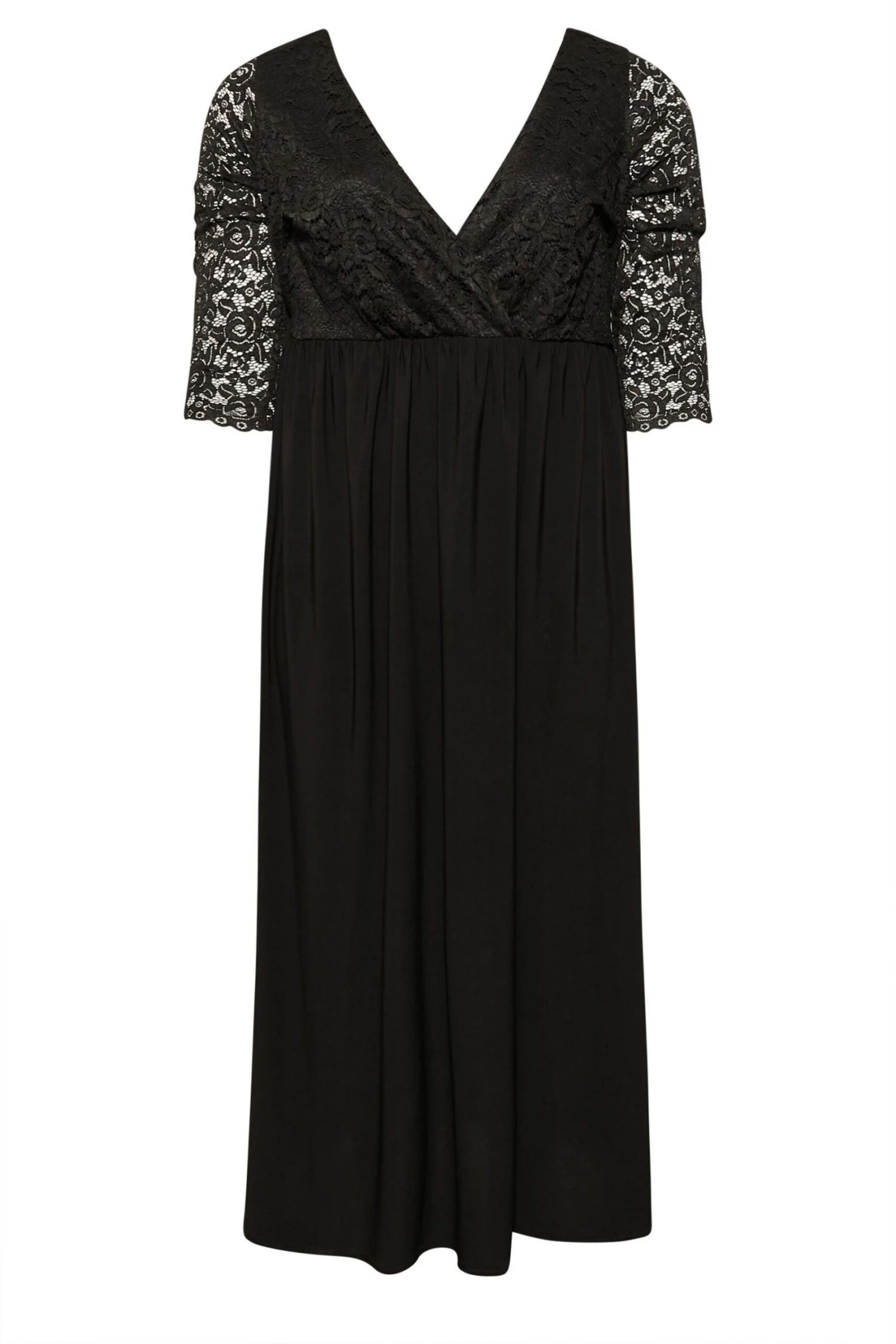 YOURS LONDON Curve Black Lace Wrap Maxi Dress 5 YOURS LONDON Curve Black Lace Wrap Maxi Dress - Image 5