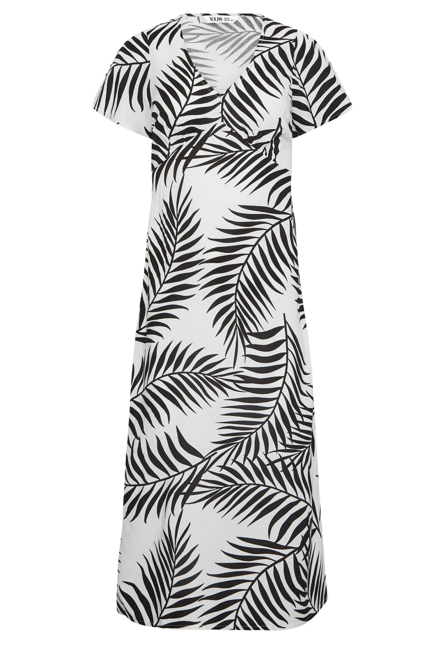 YOURS PETITE Curve White Leaf Print Midi Tea Dress 6 YOURS PETITE Curve White Leaf Print Midi Tea Dress - Image 6