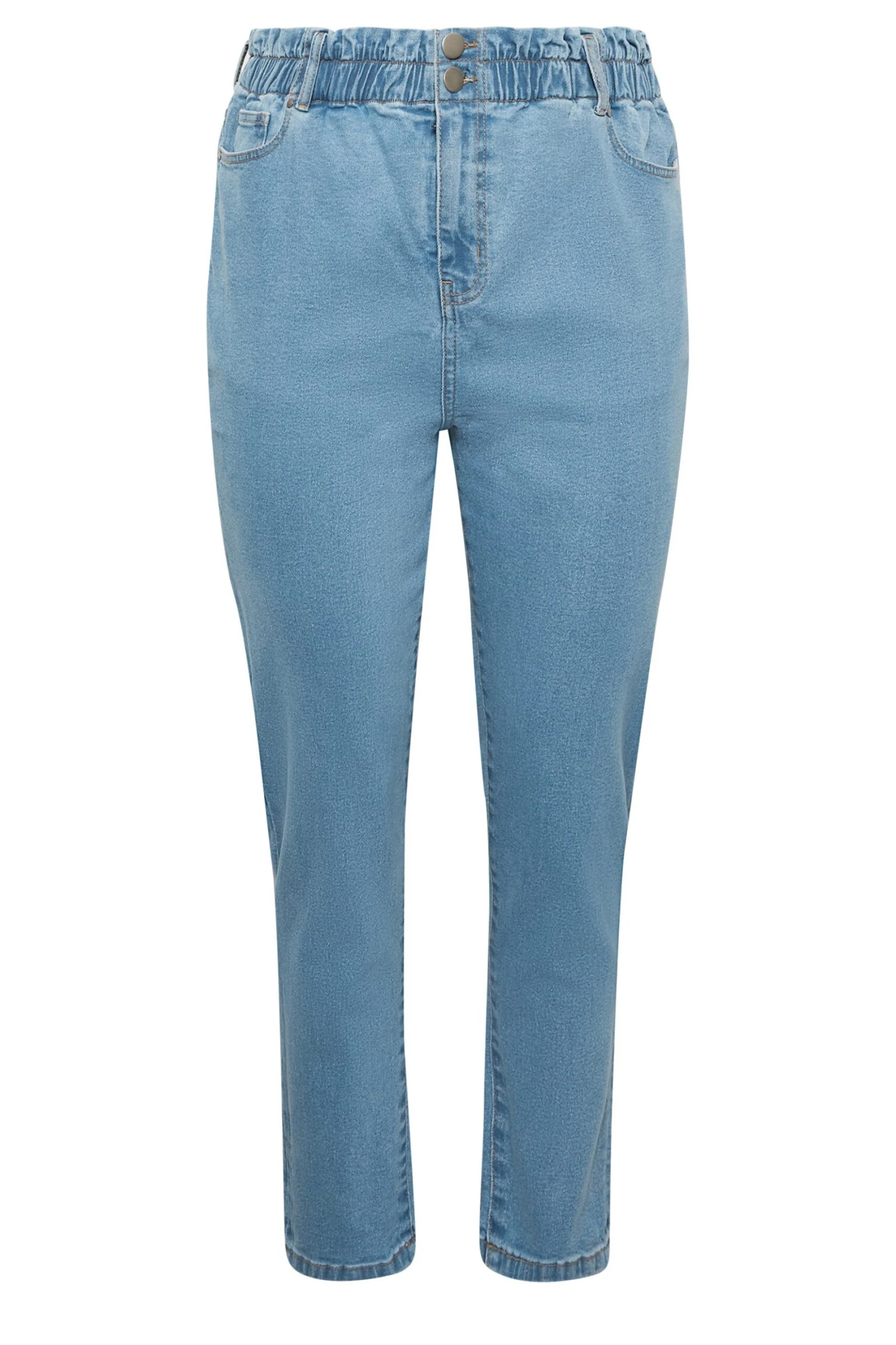 YOURS Curve Light Blue Stretch Elasticated Waist MOM Jeans 4 YOURS Curve Light Blue Stretch Elasticated Waist MOM Jeans - Image 4