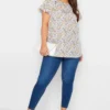 YOURS Curve White Floral Print Frill Blouse