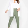YOURS FOR GOOD Curve Khaki Green Stretch GRACE Jeggings