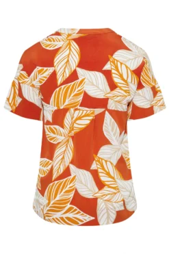 YOURS Curve Orange Leaf Print V-Neck Shirt -Outlet Stylo Wise Store c6cc4add e7d8 4e 173854 Y scaled