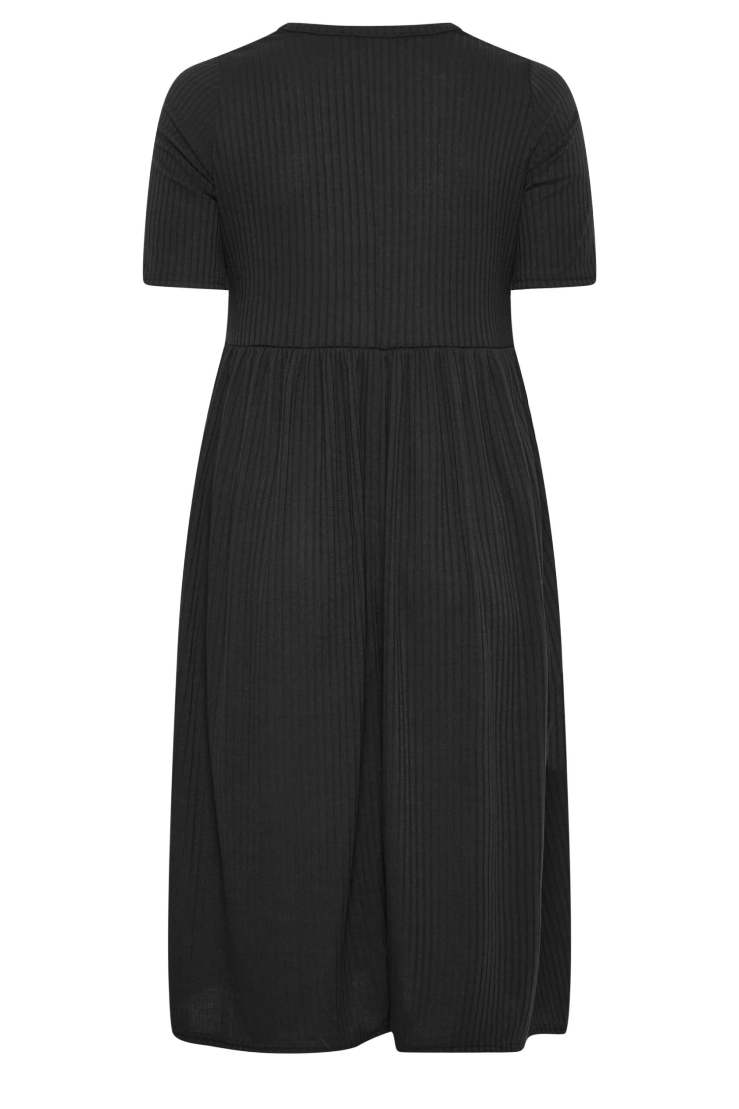 LIMITED COLLECTION Curve Black Ribbed Peplum Midi Dress 6 LIMITED COLLECTION Curve Black Ribbed Peplum Midi Dress - Image 6