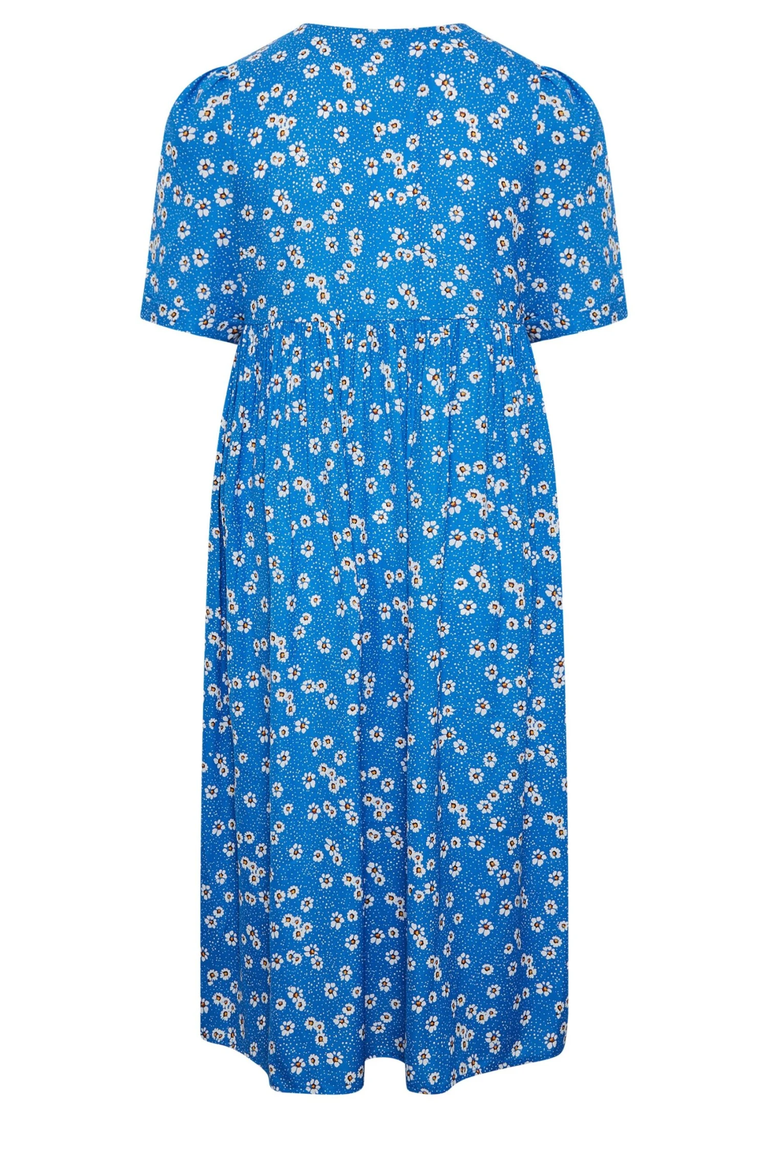 YOURS Curve Blue Daisy Print Smock Dress 6 YOURS Curve Blue Daisy Print Smock Dress - Image 6