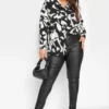 YOURS Curve Black & White Abstract Print Shirt