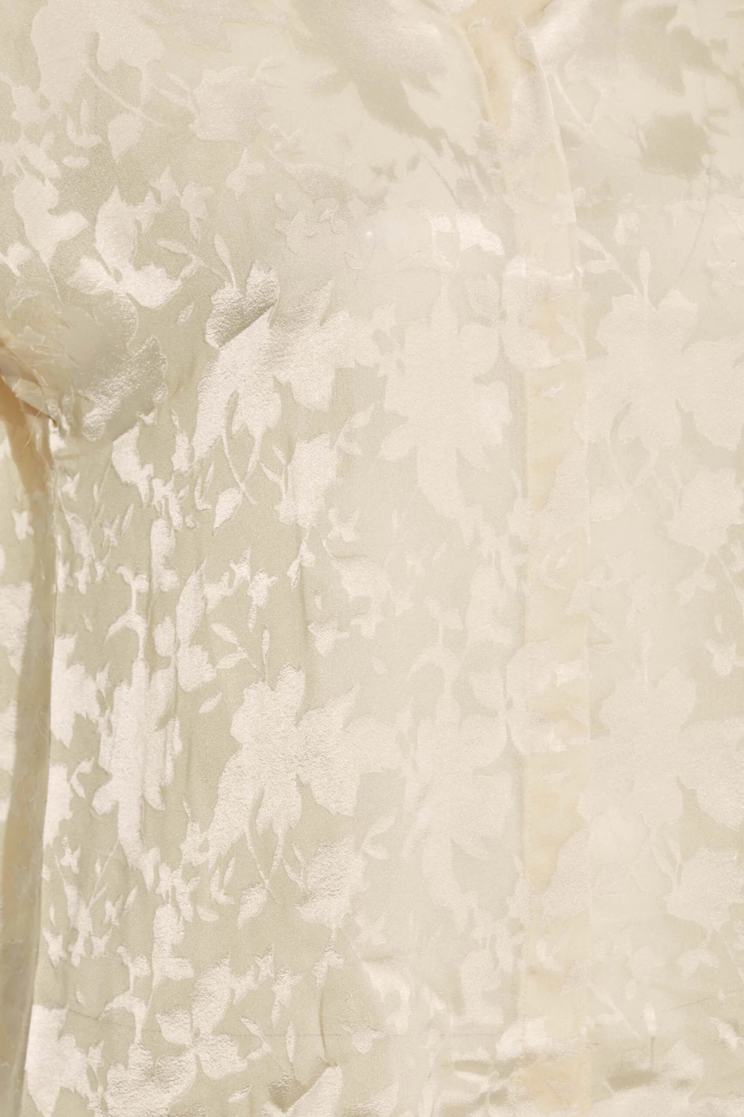 YOURS Curve Cream Satin Leaf Print Shirt 4 YOURS Curve Cream Satin Leaf Print Shirt - Image 4