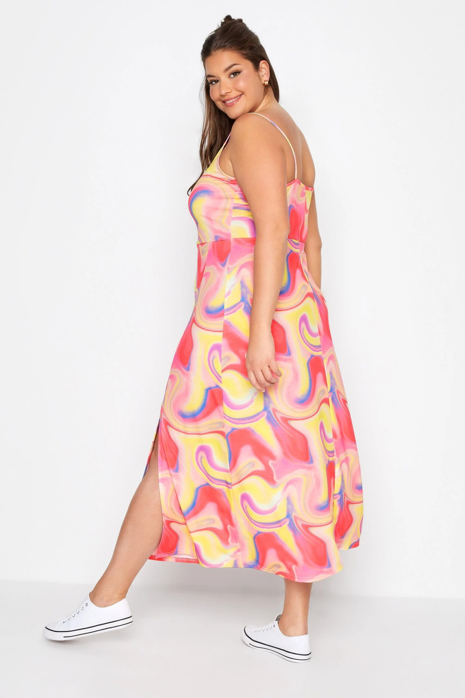 LIMITED COLLECTION Curve Pink Marble Print Side Split Midaxi Sundress 2 LIMITED COLLECTION Curve Pink Marble Print Side Split Midaxi Sundress - Image 2