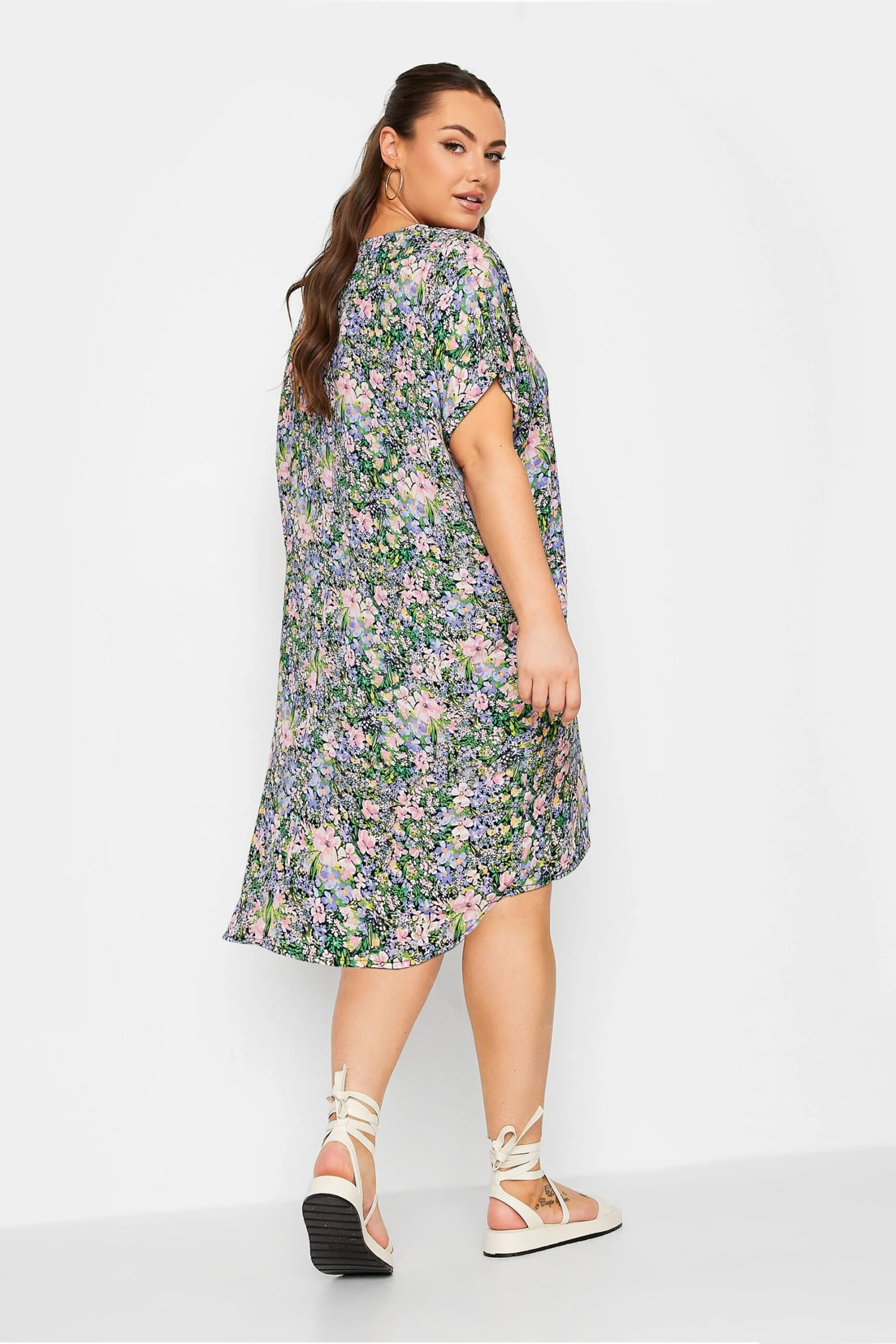 YOURS Curve Purple Floral Tunic Dress 2 YOURS Curve Purple Floral Tunic Dress - Image 2