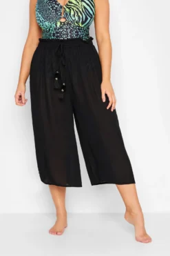 YOURS Curve Black Tassel Detail Wide Leg Beach Culottes -Outlet Stylo Wise Store c948ebcf d32d 45 150355 A scaled
