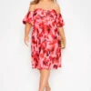 YOURS LONDON Curve Pink Floral Bardot Skater Dress