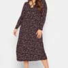 LIMITED COLLECTION Curve Black Ditsy Print Keyhole Tie Neck Midaxi Dress