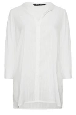 YOURS Curve White Collarless Beach Shirt