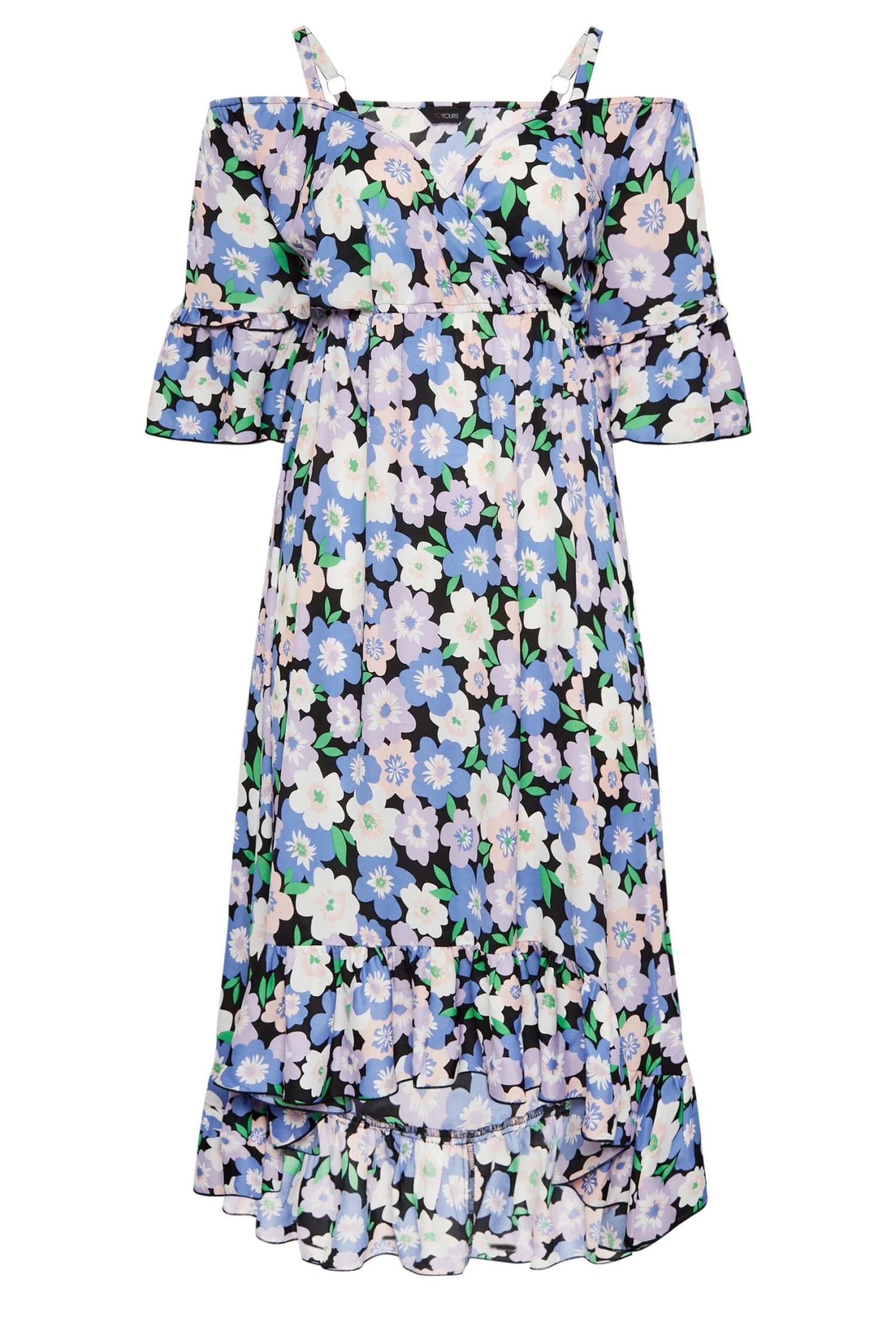 YOURS Curve Purple Floral Cold Shoulder Midaxi Dress 5 YOURS Curve Purple Floral Cold Shoulder Midaxi Dress - Image 5